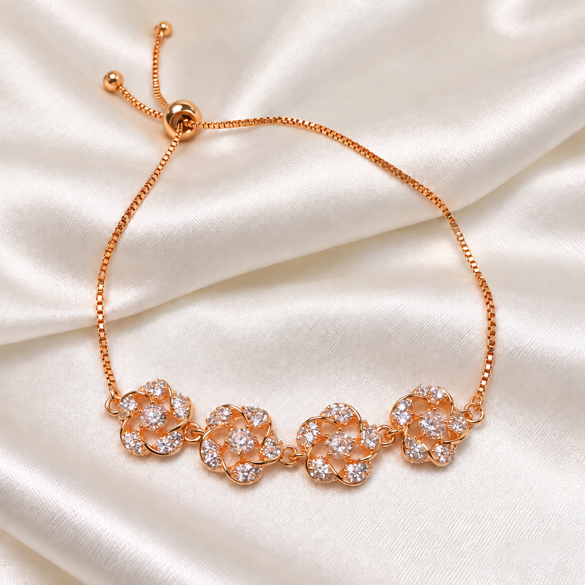 Rose Gold Primrose American Diamond Slider Bracelet