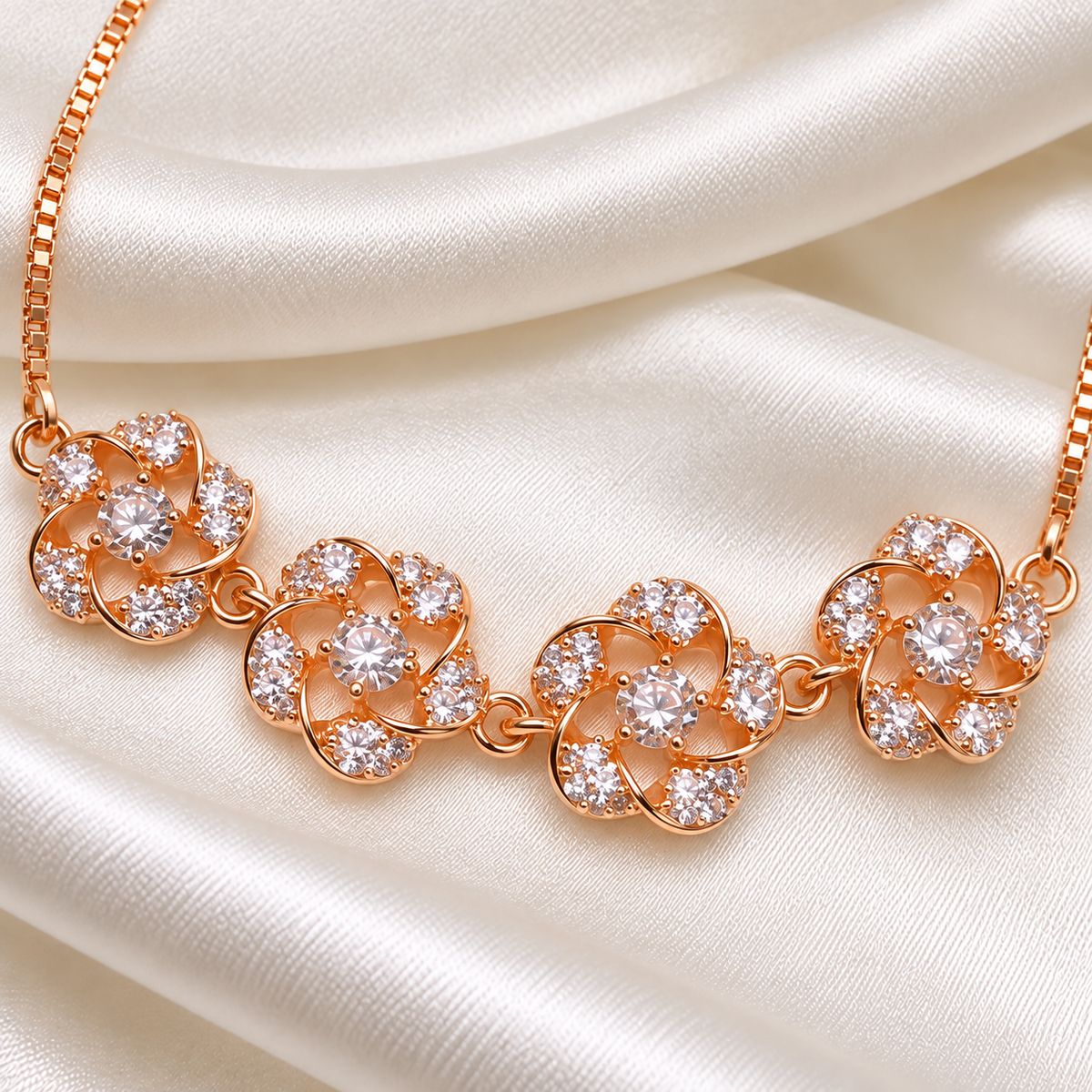 Rose Gold Primrose American Diamond Slider Bracelet