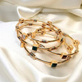 Enamel Cube Multi-Stone Pipe Bangle Sets