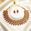 Red Enamel Palakka Necklace Set