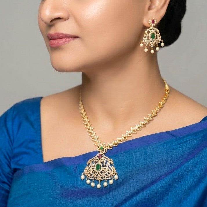 Peacock Diamond Replica Necklace Set