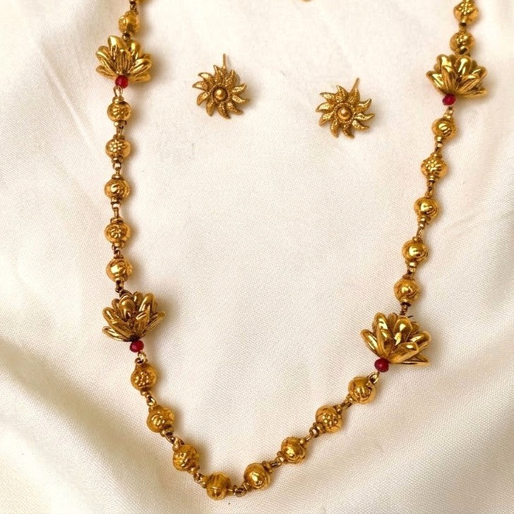 Lotus Ball Mid Length Necklace Set
