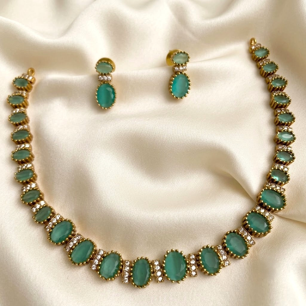 Polki Replica Victorian Partywear Necklace Set