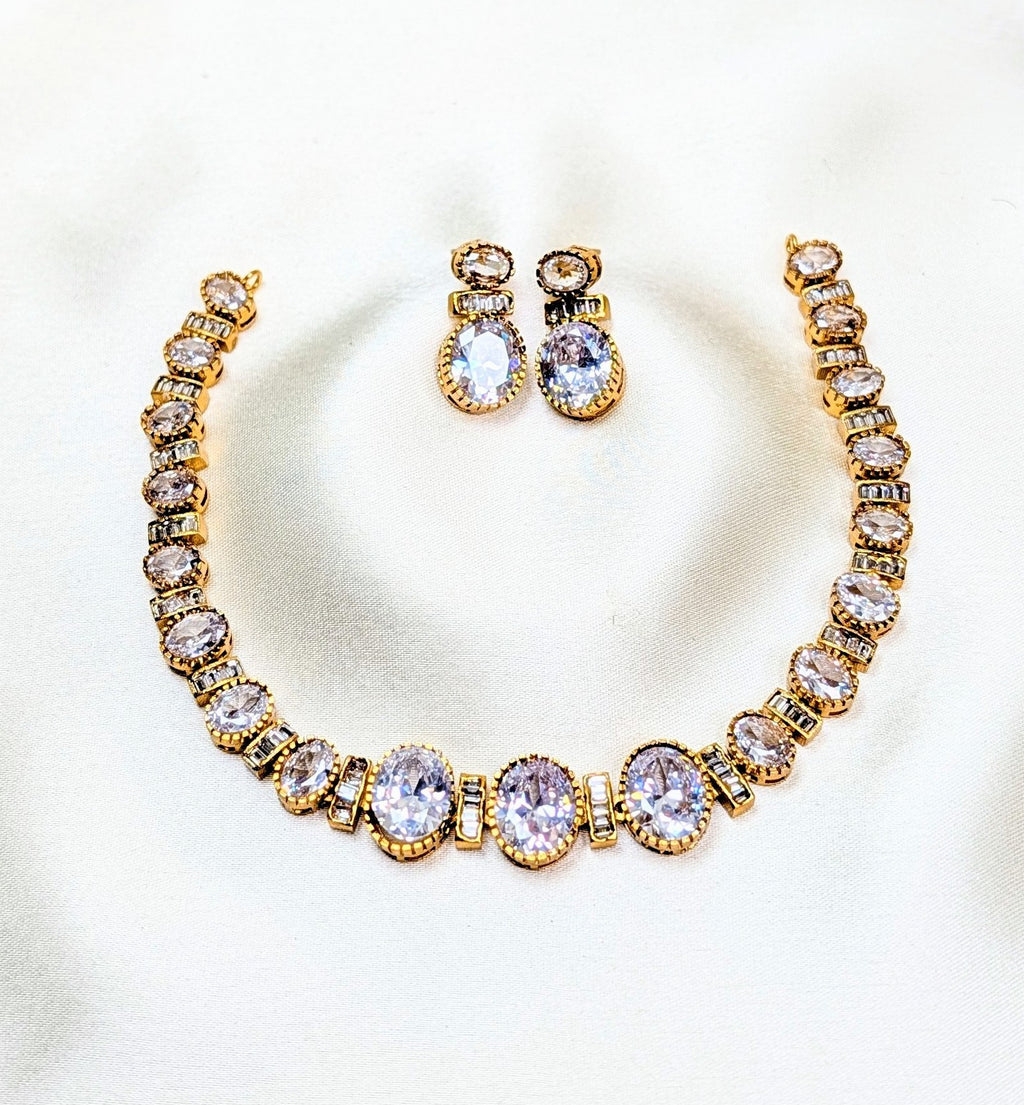 Polki Diamond Replica Victorian Partywear Necklace Set