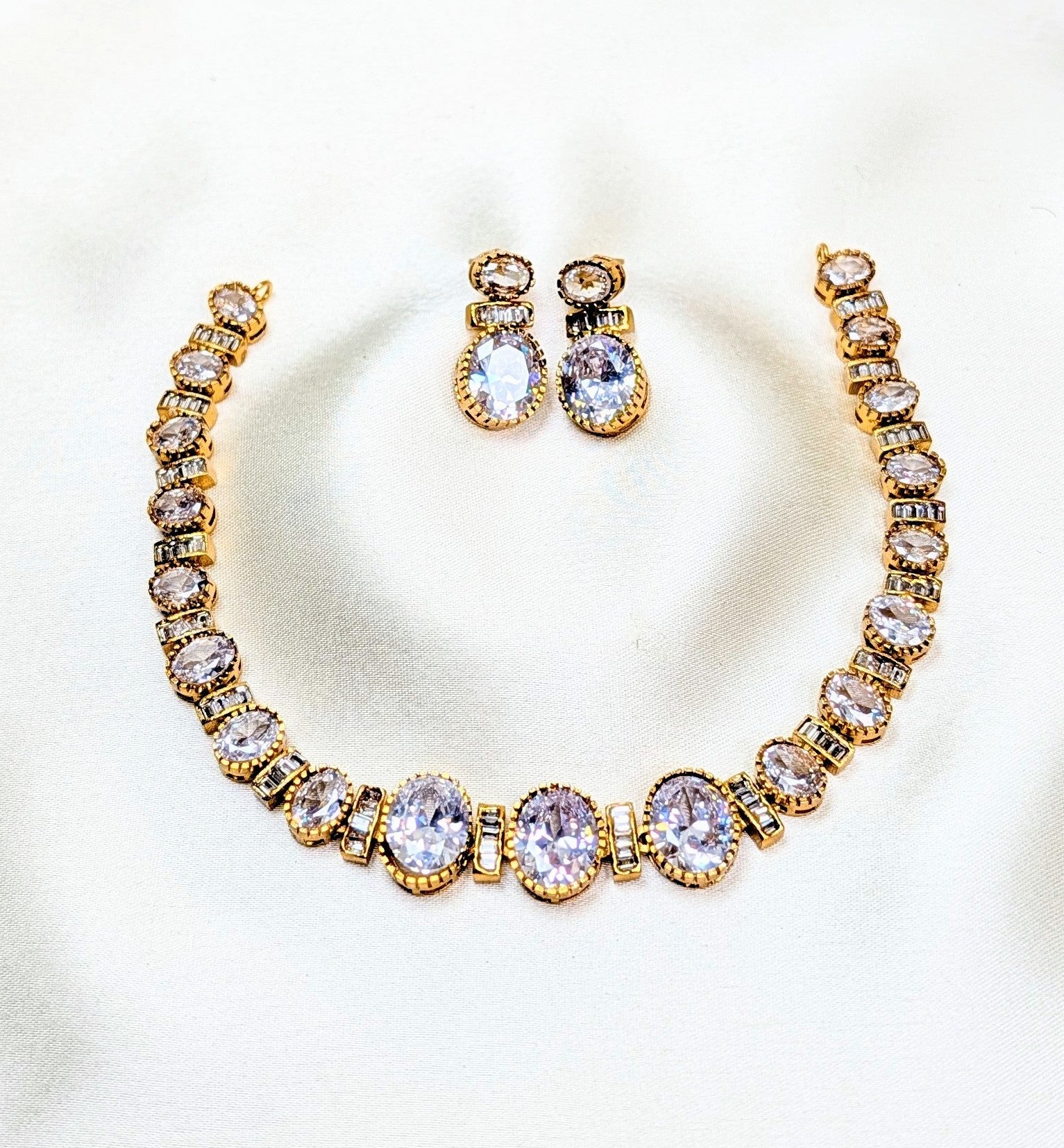 Polki Diamond Replica Victorian Partywear Necklace Set