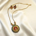 Palakka Style Lakshmi Enamel Pendant Necklace Set