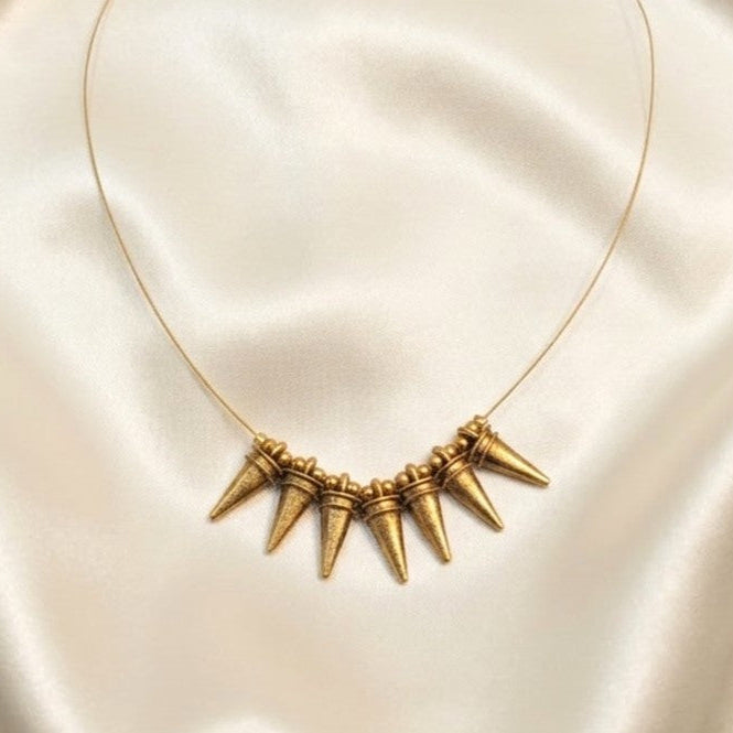 Spike Antique Gold Invisible Chain Necklace