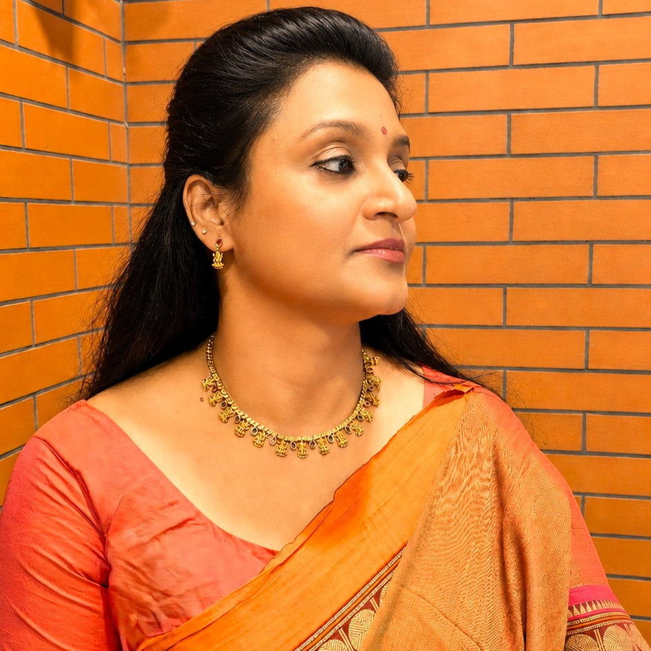 Gemstone Antique Lakshmi Kemp Necklace Set