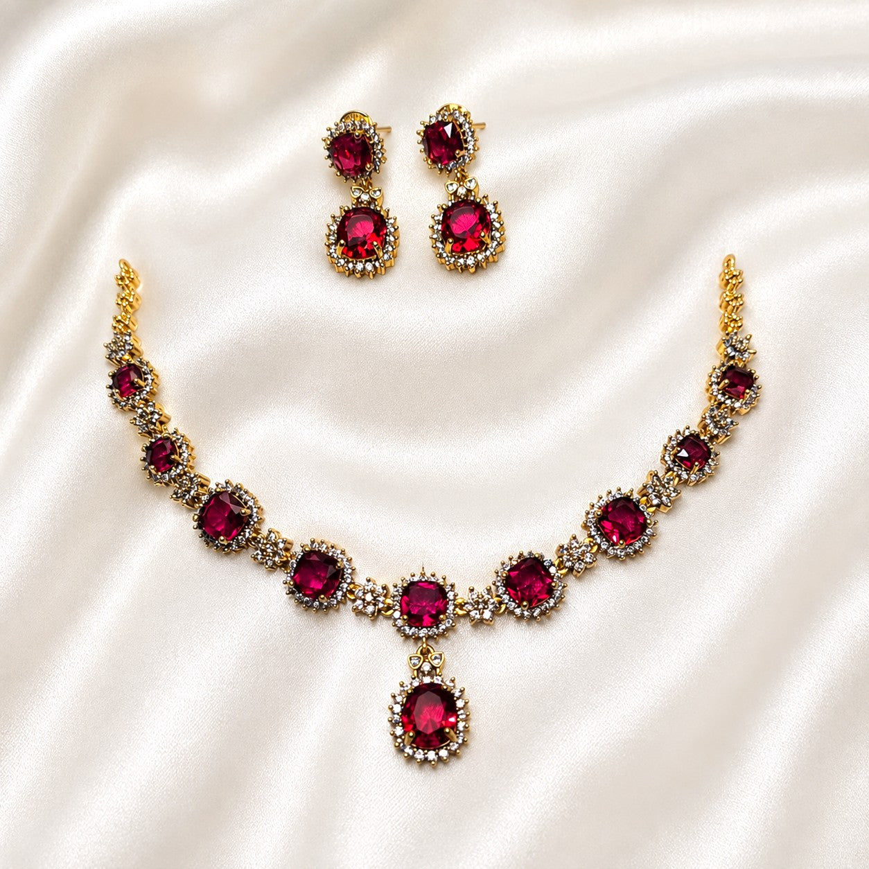 Victorian AD Gemstone Replica Necklace Set