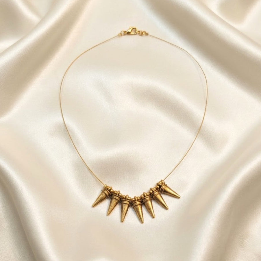 Spike Antique Gold Invisible Chain Necklace