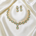 Victorian Drop Antique Gold Green Aventurine Necklace Set