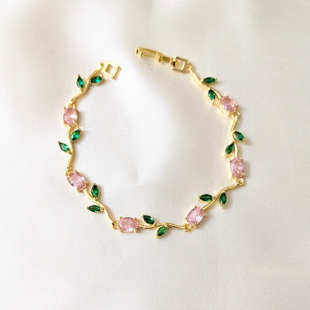 Antique Gold AD Floral Vine Bracelet