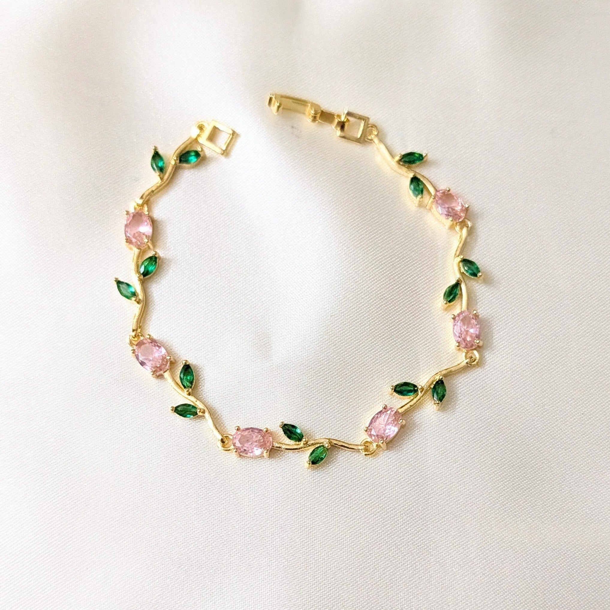 Antique Gold AD Floral Vine Bracelet