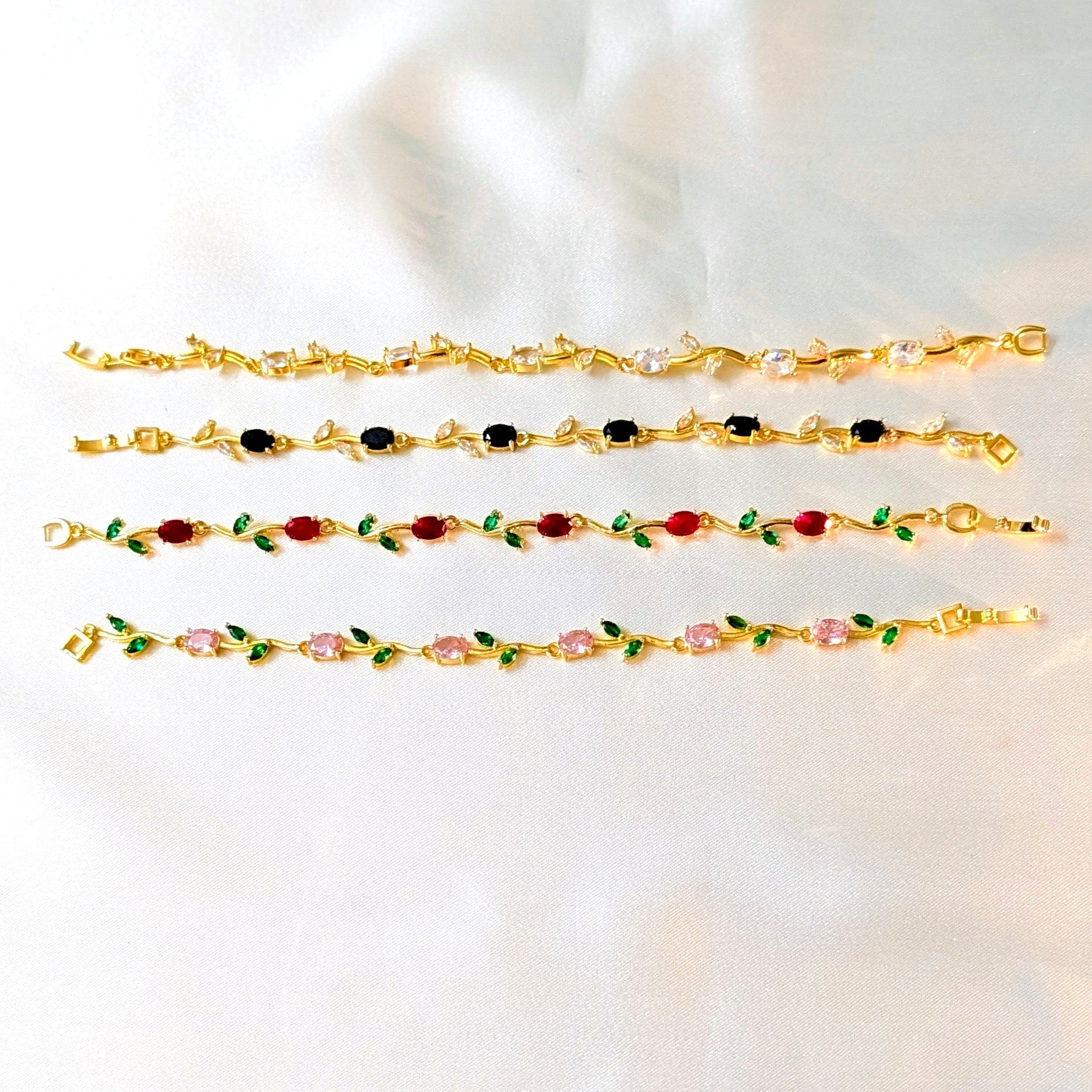 Antique Gold AD Floral Vine Bracelet