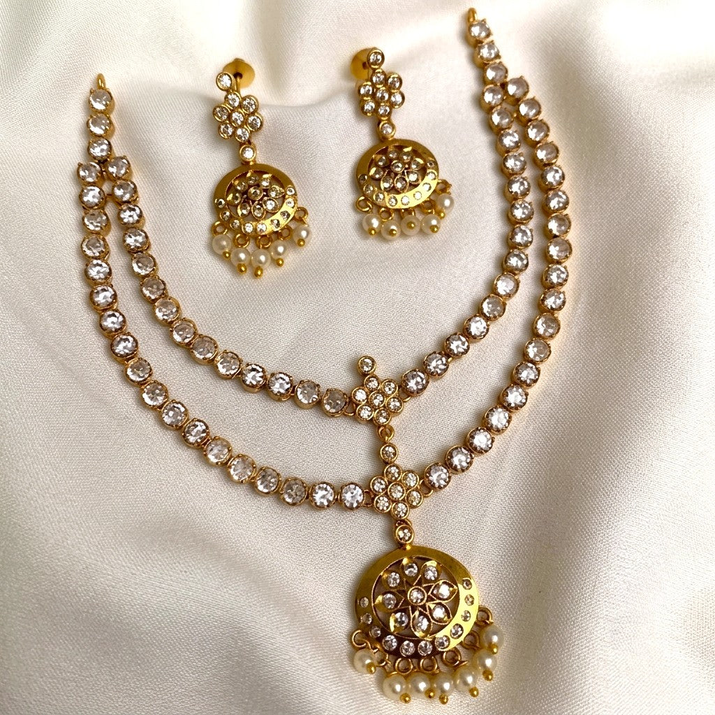 Vintage Double Layer Attigai Necklace Set