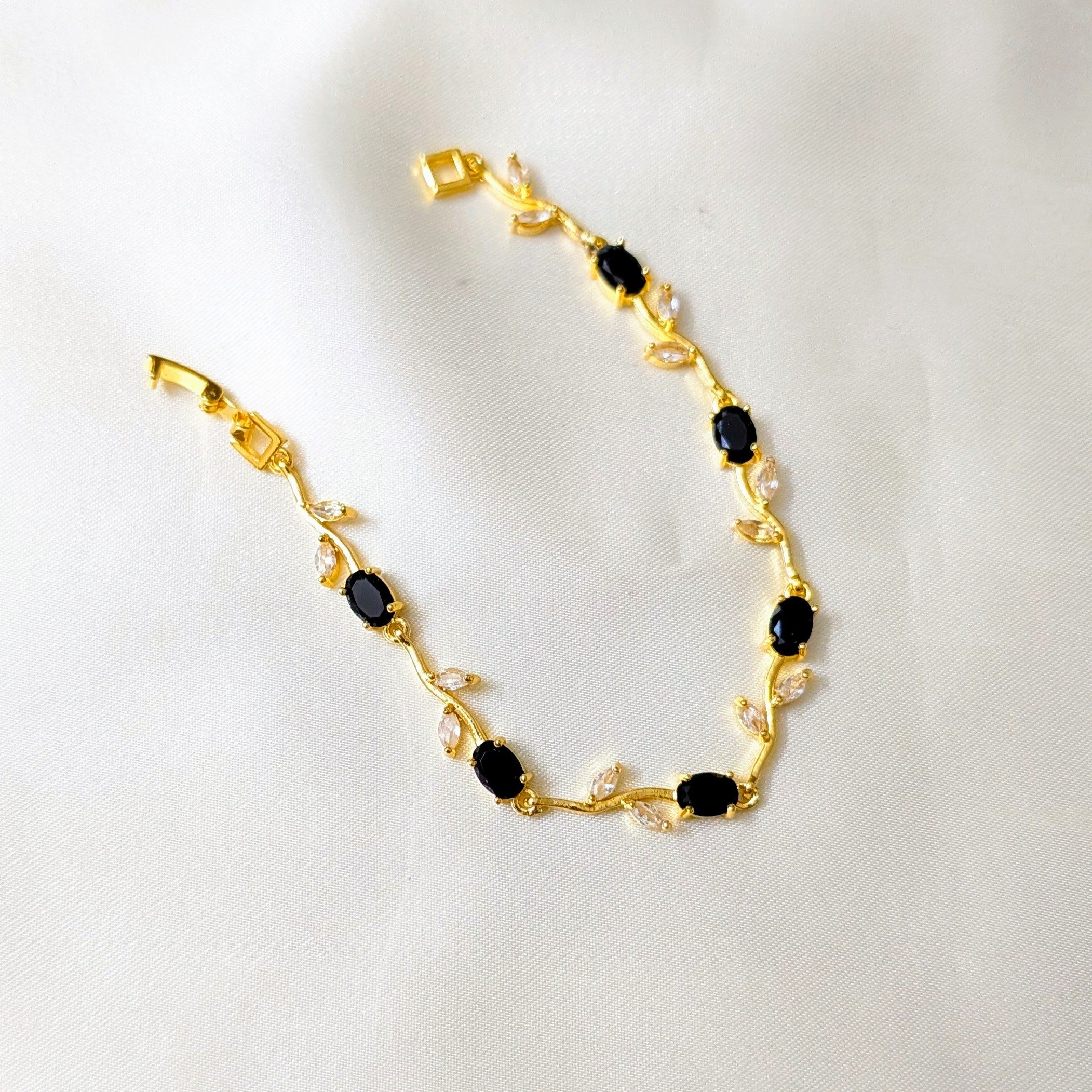 Antique Gold AD Floral Vine Bracelet