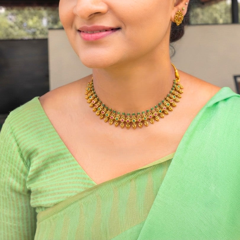 Traditional Green Bead Kemp Necklace Set